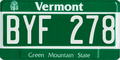 VT license plate BYF278