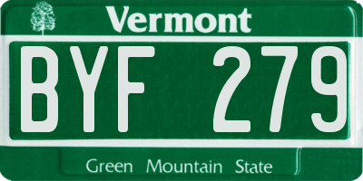 VT license plate BYF279