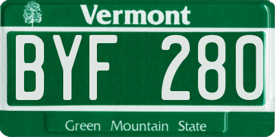 VT license plate BYF280