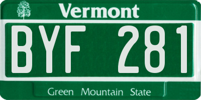 VT license plate BYF281