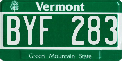 VT license plate BYF283