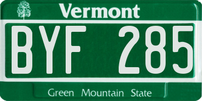 VT license plate BYF285