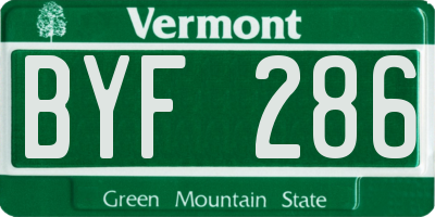 VT license plate BYF286