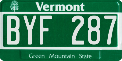 VT license plate BYF287