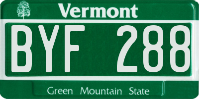 VT license plate BYF288