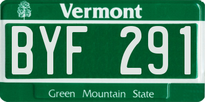 VT license plate BYF291