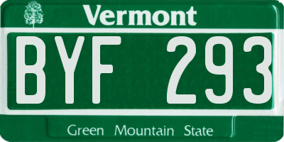 VT license plate BYF293