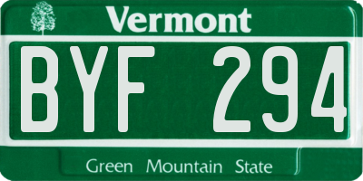 VT license plate BYF294