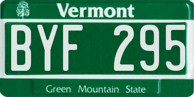 VT license plate BYF295