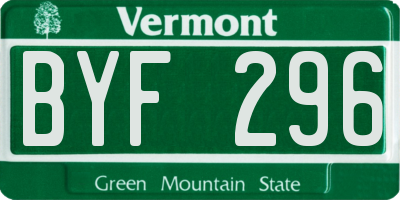 VT license plate BYF296