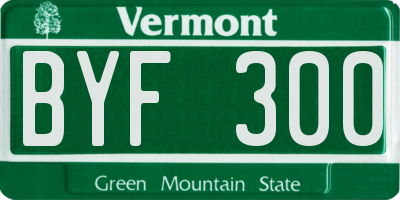 VT license plate BYF300