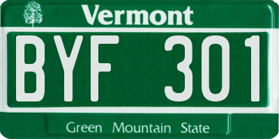 VT license plate BYF301