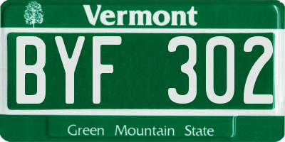 VT license plate BYF302