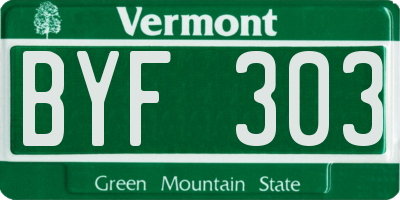 VT license plate BYF303