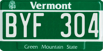 VT license plate BYF304