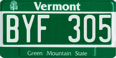 VT license plate BYF305