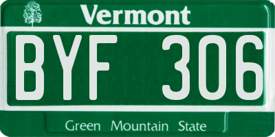 VT license plate BYF306