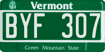 VT license plate BYF307