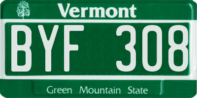 VT license plate BYF308