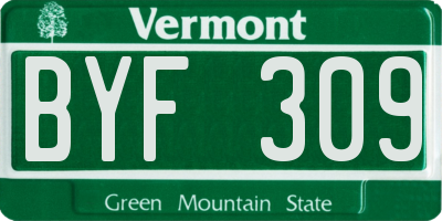 VT license plate BYF309