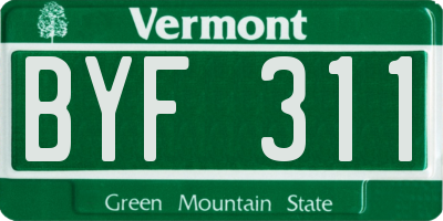 VT license plate BYF311