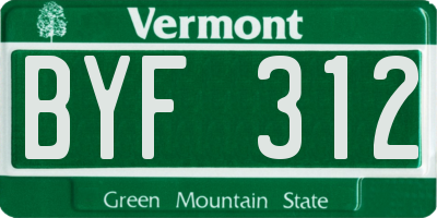 VT license plate BYF312