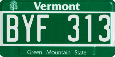 VT license plate BYF313
