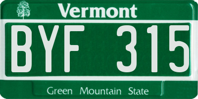 VT license plate BYF315