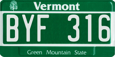 VT license plate BYF316