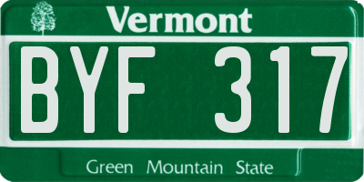 VT license plate BYF317