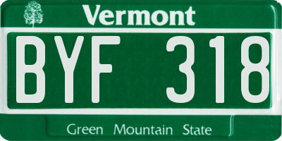 VT license plate BYF318