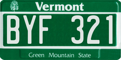 VT license plate BYF321