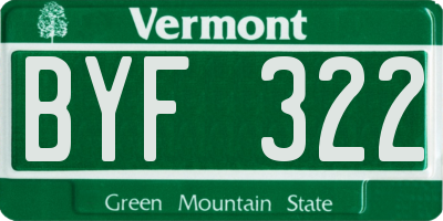 VT license plate BYF322