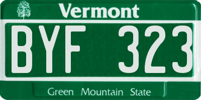 VT license plate BYF323
