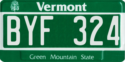 VT license plate BYF324