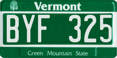 VT license plate BYF325