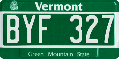 VT license plate BYF327