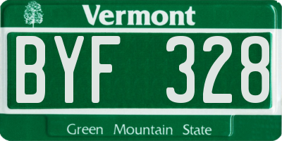 VT license plate BYF328