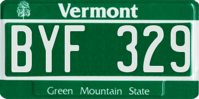 VT license plate BYF329