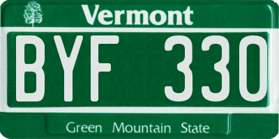 VT license plate BYF330