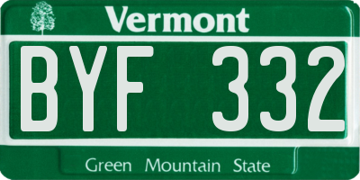 VT license plate BYF332
