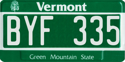 VT license plate BYF335
