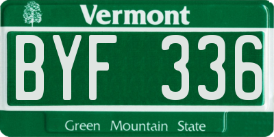 VT license plate BYF336