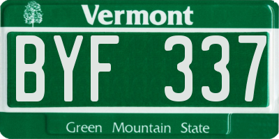 VT license plate BYF337