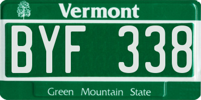 VT license plate BYF338