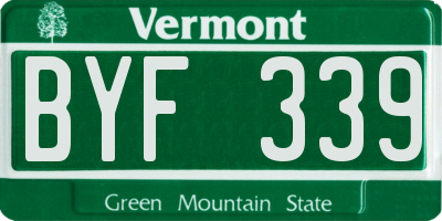 VT license plate BYF339