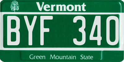 VT license plate BYF340