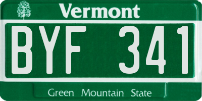 VT license plate BYF341