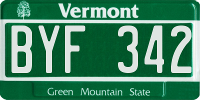 VT license plate BYF342
