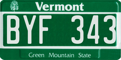 VT license plate BYF343